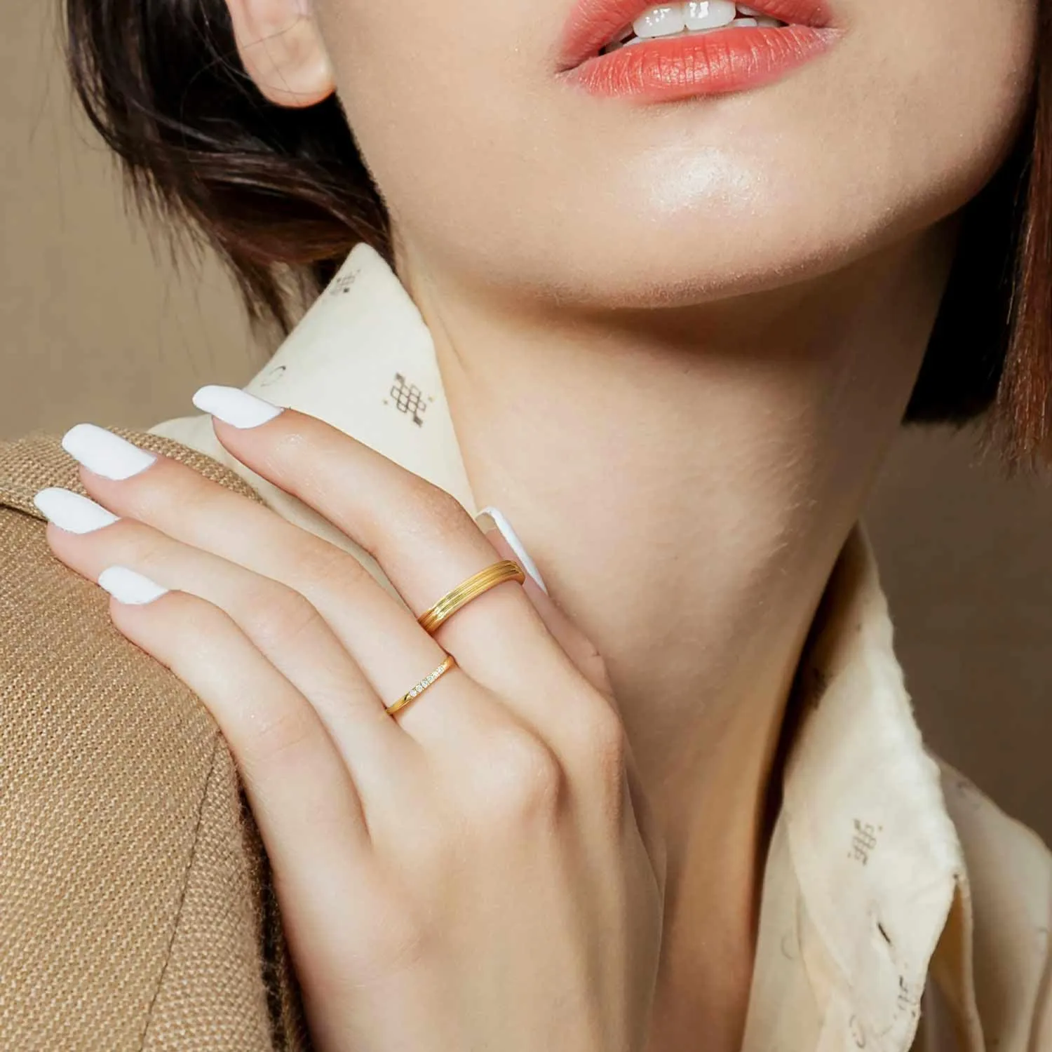 FENIMI 14K Gold Rings for Women Chunky Rings Jewelry Woman Classic Silhouette Unique Flavour Non Tarnish Gold Band Available Sizes 5-9