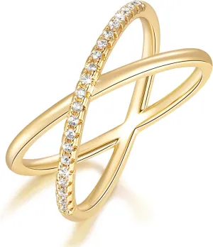 FENIMI 14K Gold Rings for Women Cubic Zirconia Gold Rings for Women Gold Jewelry Non Tarnish Stacking Rings 5,6,7,8,9
