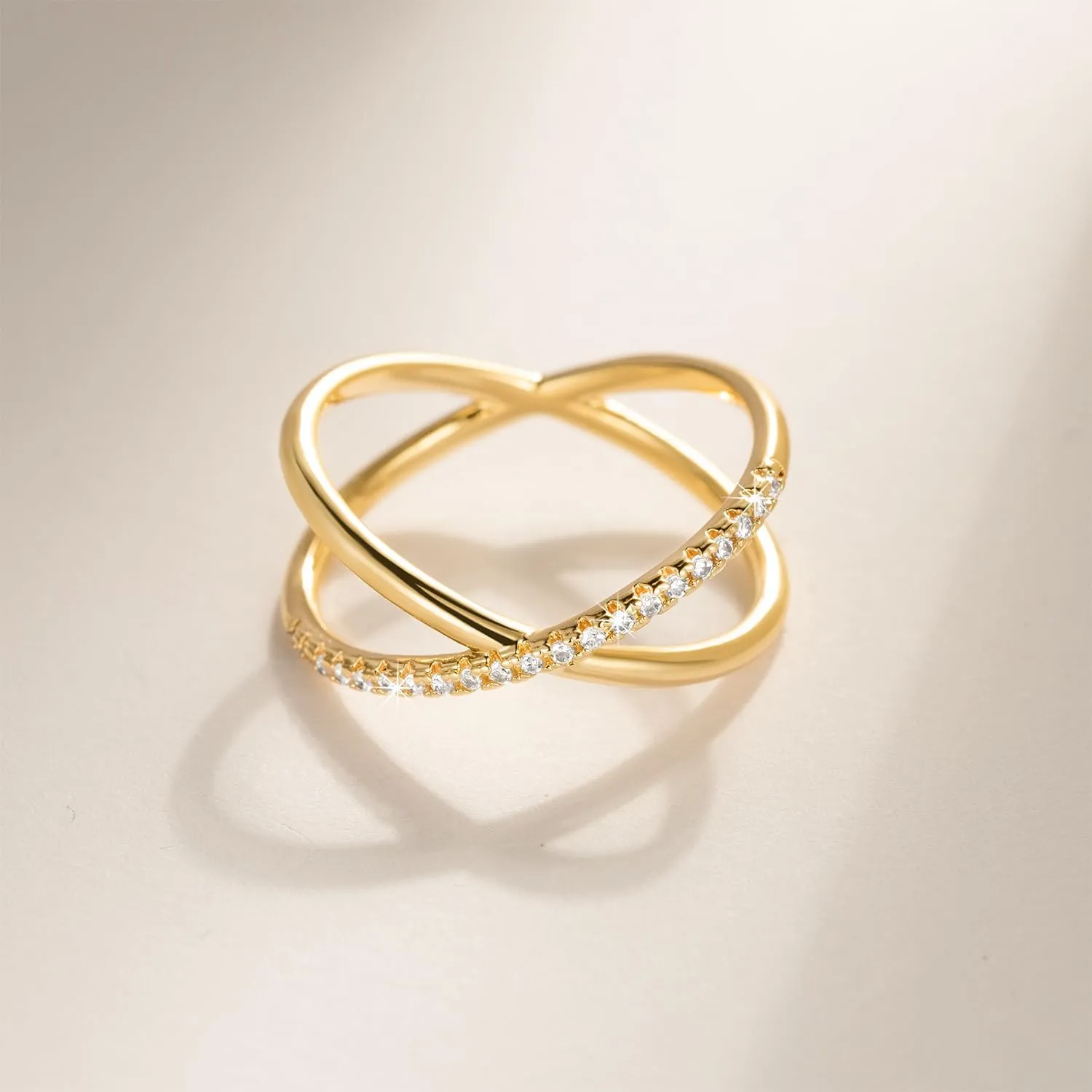 FENIMI 14K Gold Rings for Women Cubic Zirconia Gold Rings for Women Gold Jewelry Non Tarnish Stacking Rings 5,6,7,8,9