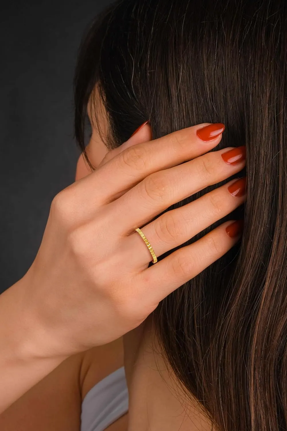 FENIMI 14K Gold Rings for Women Stacking Rings for Women Non Tarnish Serrated Distinct Charm and Personality Jewelry Available Sizes 5-9