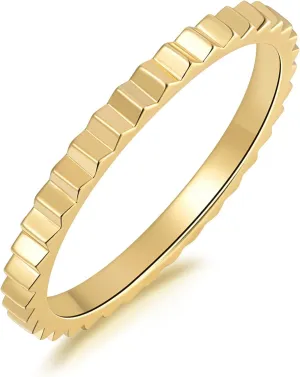 FENIMI 14K Gold Rings for Women Stacking Rings for Women Non Tarnish Serrated Distinct Charm and Personality Jewelry Available Sizes 5-9