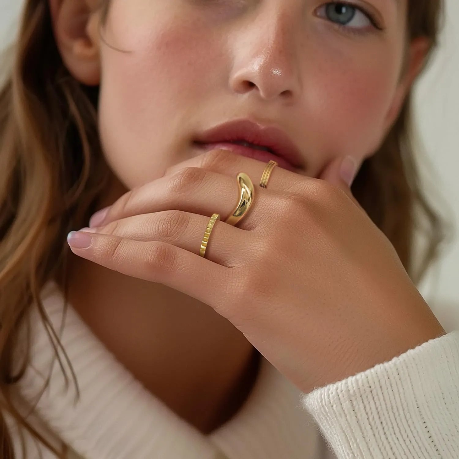 FENIMI 14K Gold Rings for Women Stacking Rings for Women Non Tarnish Serrated Distinct Charm and Personality Jewelry Available Sizes 5-9