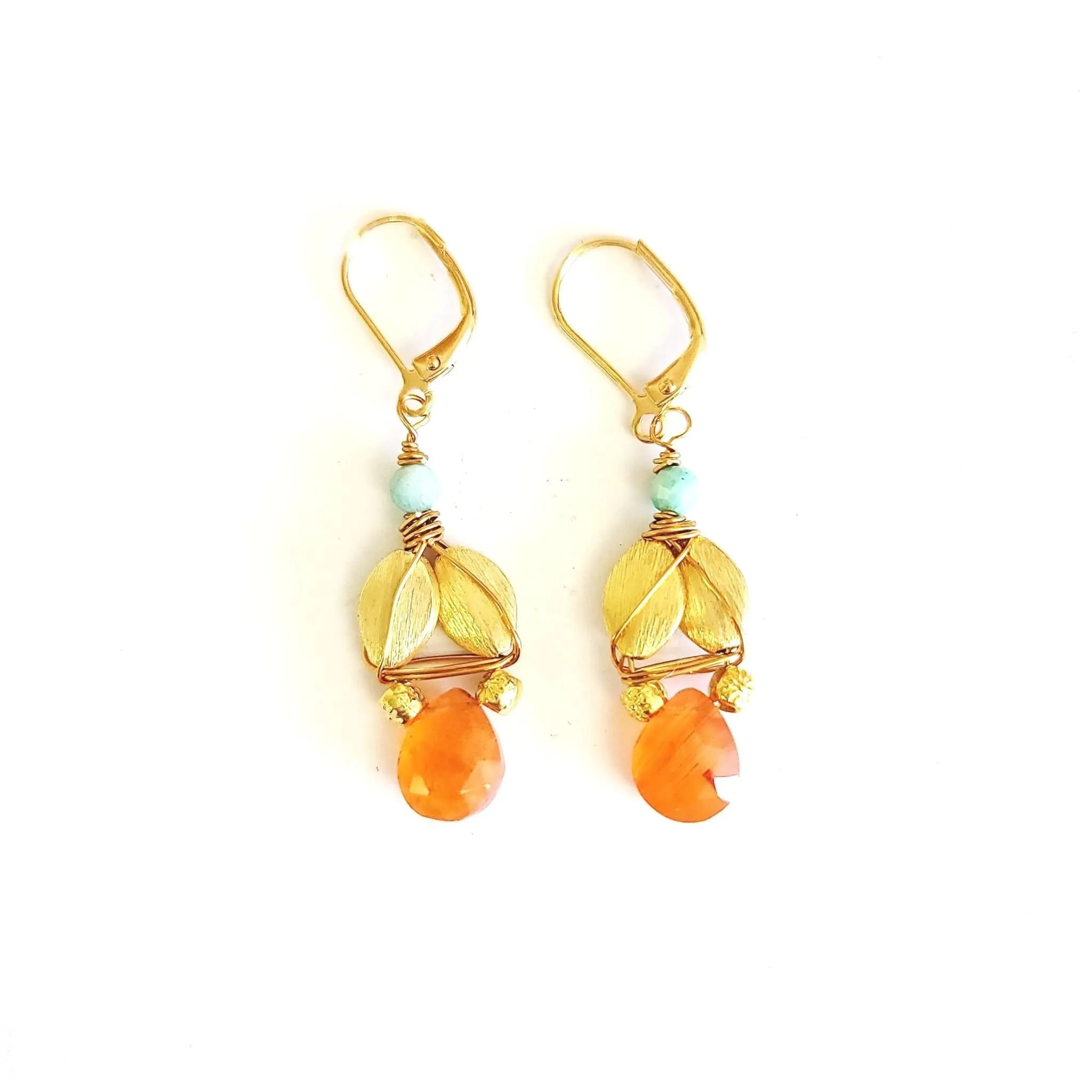 Ferro 1.25" Gold Plated Chandies with Faceted Carnelian | MINU