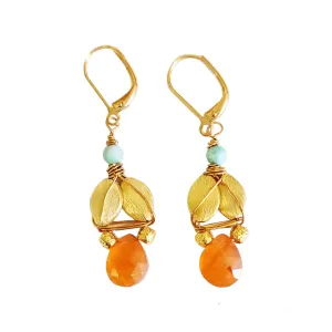 Ferro 1.25" Gold Plated Chandies with Faceted Carnelian | MINU