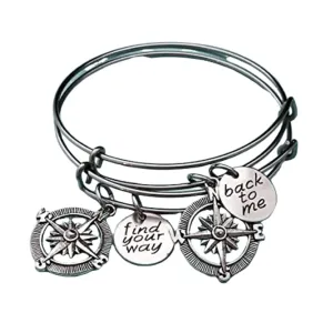 Find your way back to me bangle, quote charm bracelet, expandable bangle, charm bangle, personalized bracelet, initial, monogram