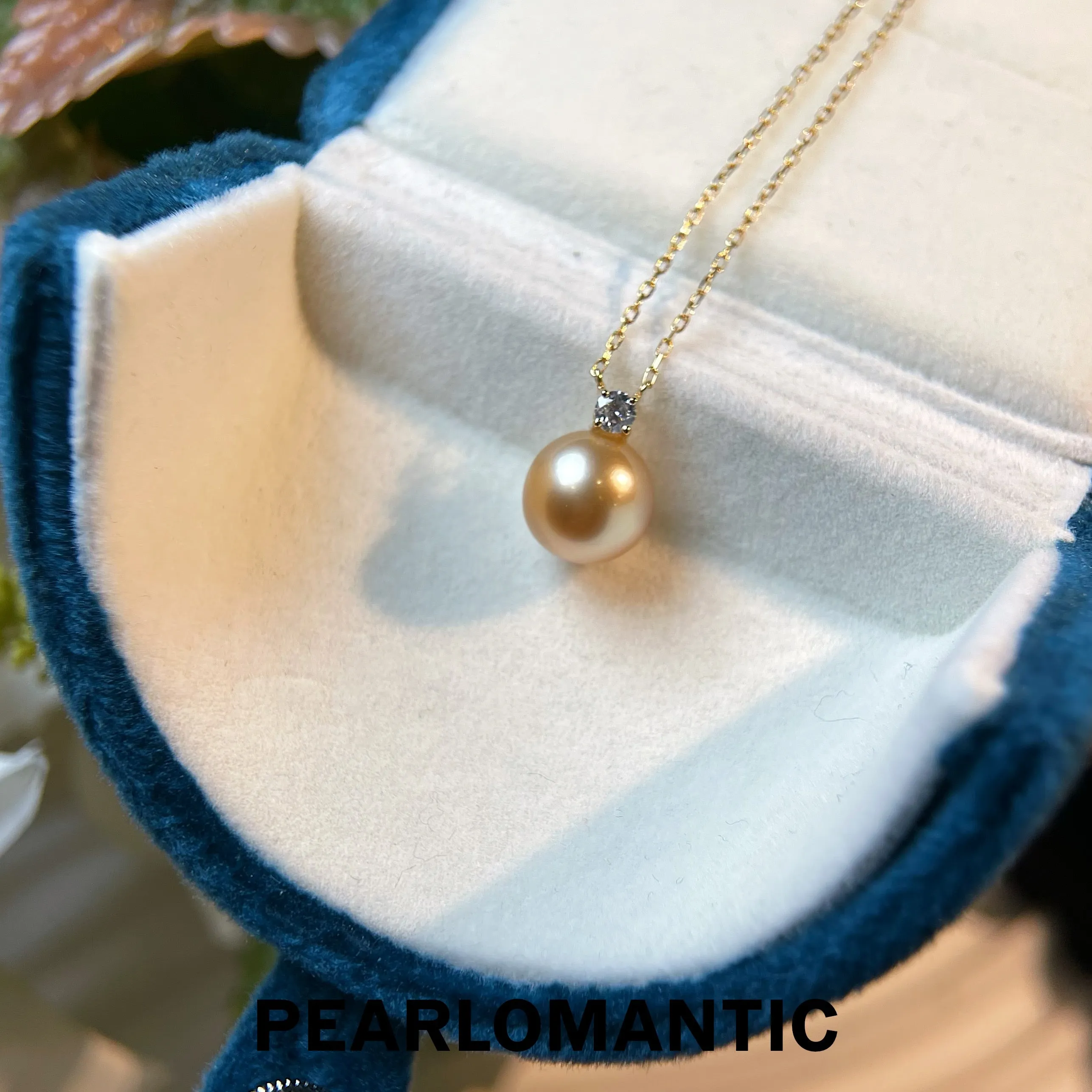 [Fine Jewelry] 18k Gold South Sea Pearl & Diamond Pendants w/ 18k Gold Chain