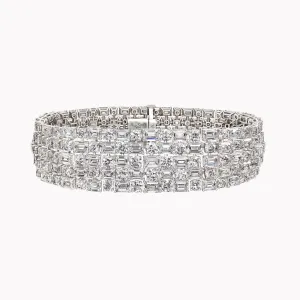 Five Row Emerald & Round Brilliant Diamond Bracelet