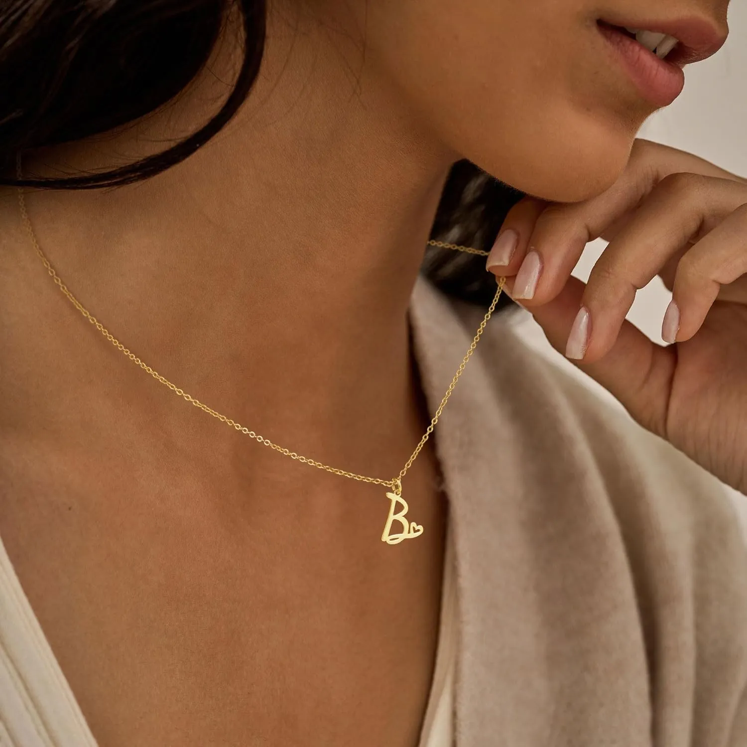 Foxgirl Gifts for Women-Mom Gold Initial Necklaces for Women Personalized Letter A-Z Pendant Necklace Simple Cute Tiny Monogram Necklaces 14K Gold Plated Choker Necklaces Gold Jewelry