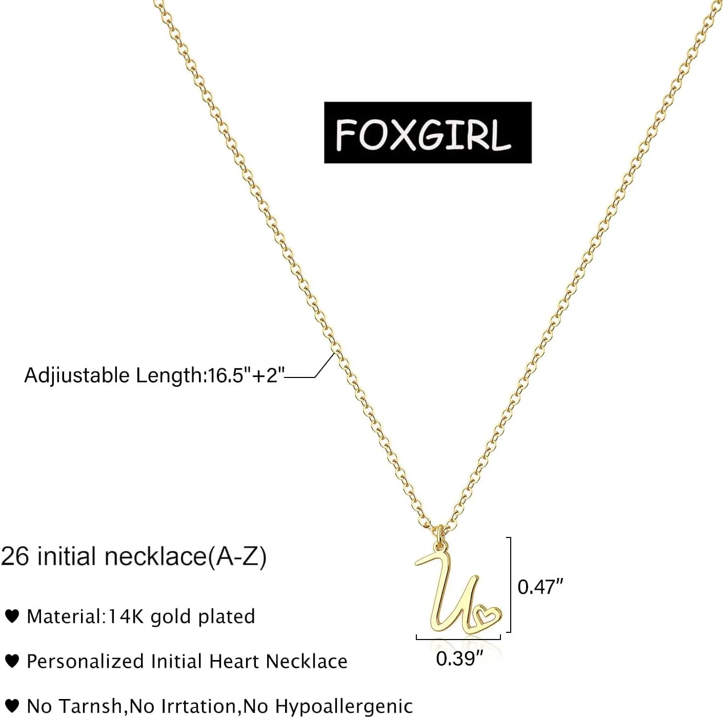 Foxgirl Gifts for Women-Mom Gold Initial Necklaces for Women Personalized Letter A-Z Pendant Necklace Simple Cute Tiny Monogram Necklaces 14K Gold Plated Choker Necklaces Gold Jewelry
