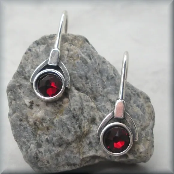 Garnet Crystal Earrings - January Birthstone