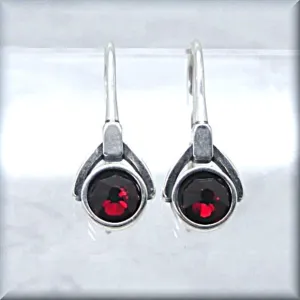 Garnet Crystal Earrings - January Birthstone