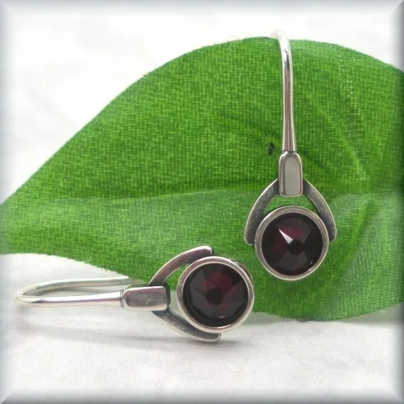 Garnet Crystal Earrings - January Birthstone