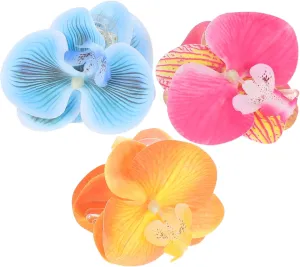 Gatuida 3pcs Butterfly Orchid Hair Claw Clips Realistic Floral Hair Accessories for Weddings Parties and Casual Styling Non Slip Design for Comfortable All Day Wear