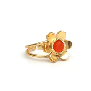 Gempires Real Carnelian Dainty Ring July Birthstone Crystal Jewelry Hypoallergenic Gold Plated Classic Unique Design Statement Rings For Women