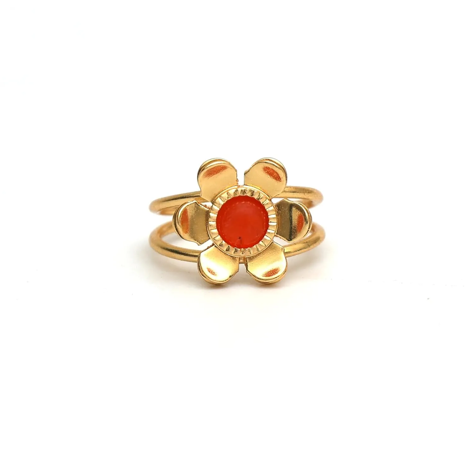 Gempires Real Carnelian Dainty Ring July Birthstone Crystal Jewelry Hypoallergenic Gold Plated Classic Unique Design Statement Rings For Women