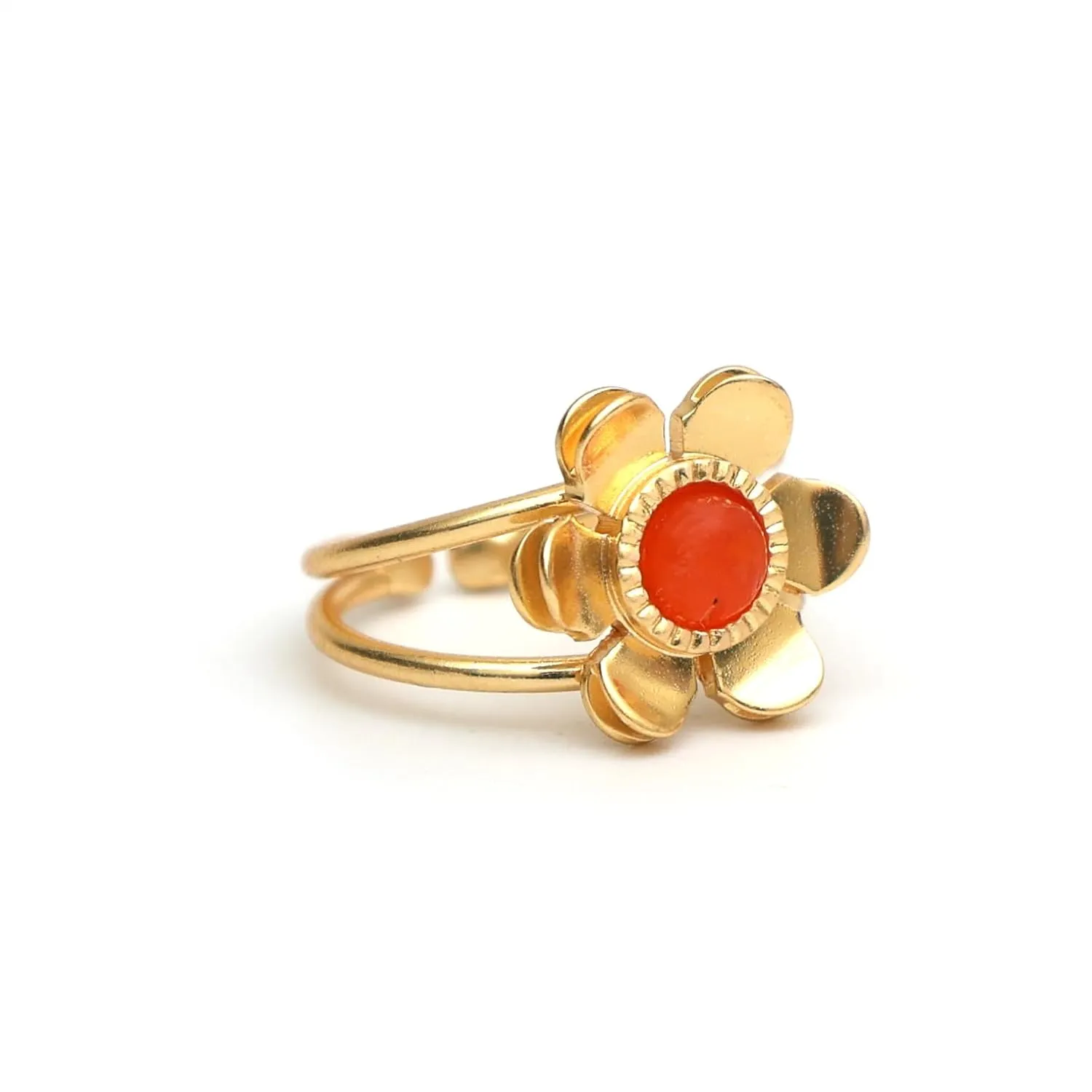 Gempires Real Carnelian Dainty Ring July Birthstone Crystal Jewelry Hypoallergenic Gold Plated Classic Unique Design Statement Rings For Women