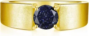 Gemstone Ring for Men Sterling Silver 1-6 CT Round Ruby/Sapphire/Emerald/Black Onyx/Amethyst/Garnet Solitaire Engagement Ring for Men Wedding Band Anniversary Fathers Day Jewelry Gift for Him