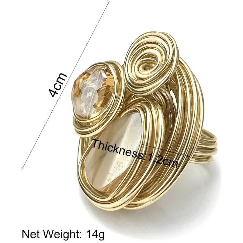 Geo Crystal Statement Wire Ring