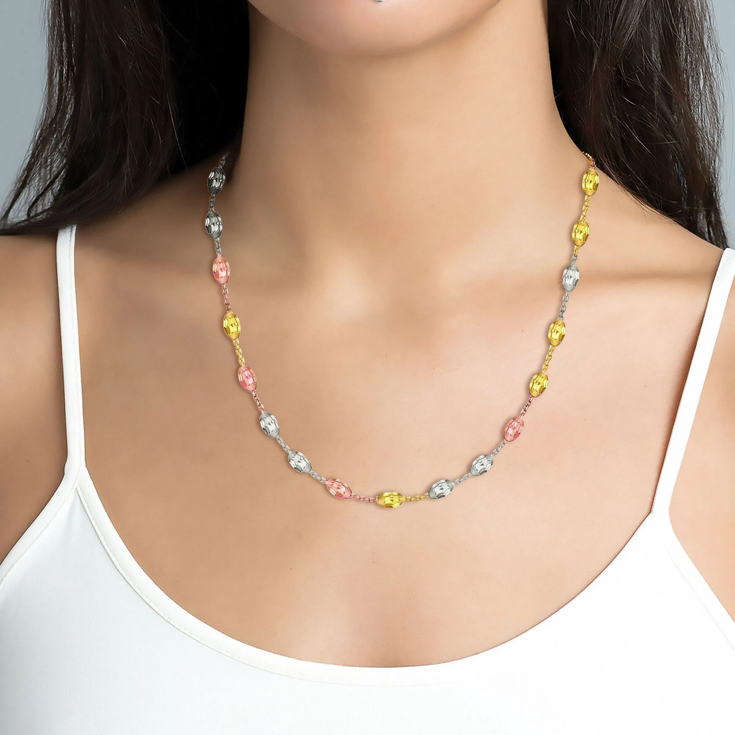 Geobeads Mixed Necklace Sterling Silver