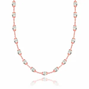 Geobeads Necklace Rose Gold Plate with Silver Beads