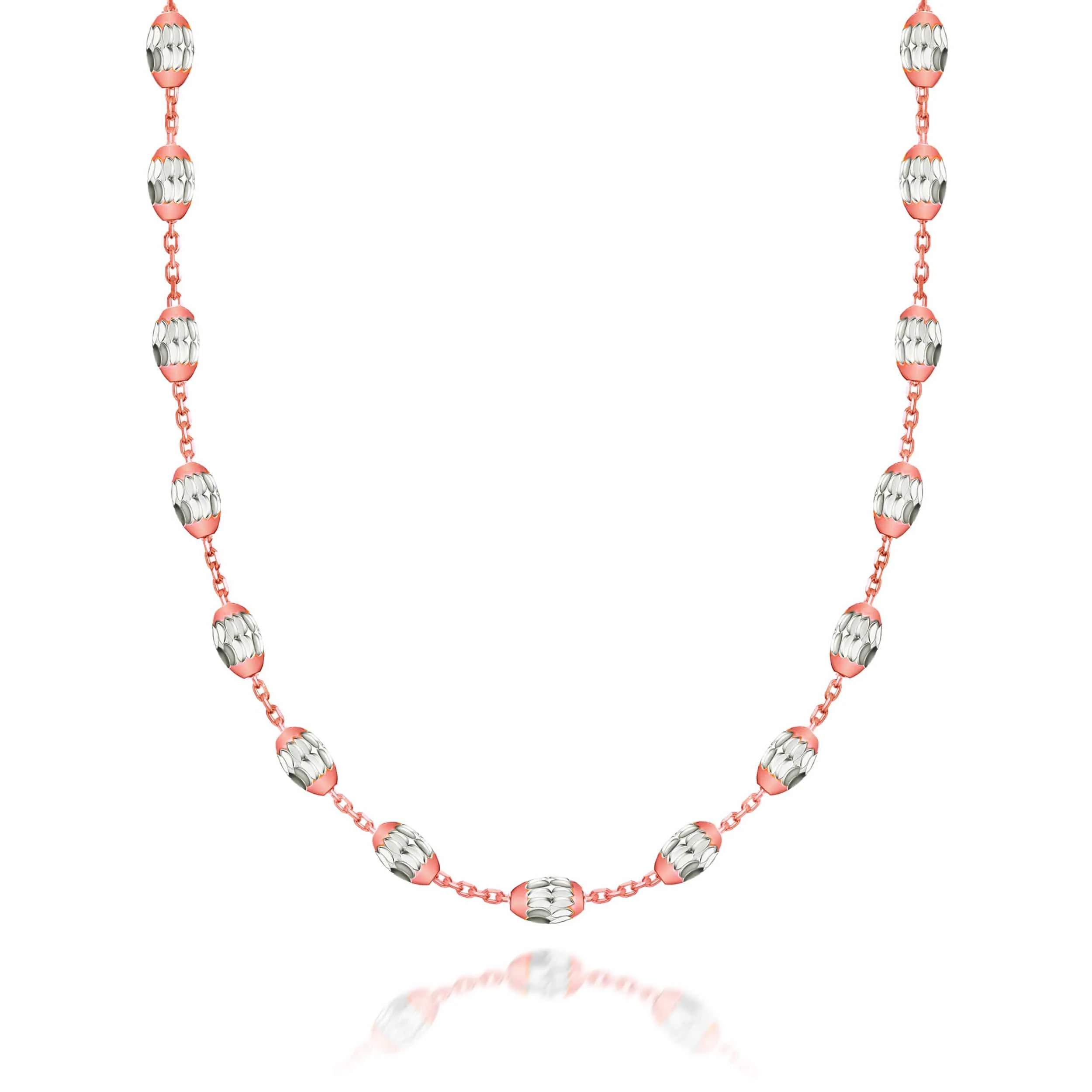 Geobeads Necklace Rose Gold Plate with Silver Beads