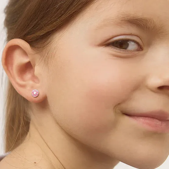 Girl's Sterling Silver Frosted with Sprinkles Donut Earrings
