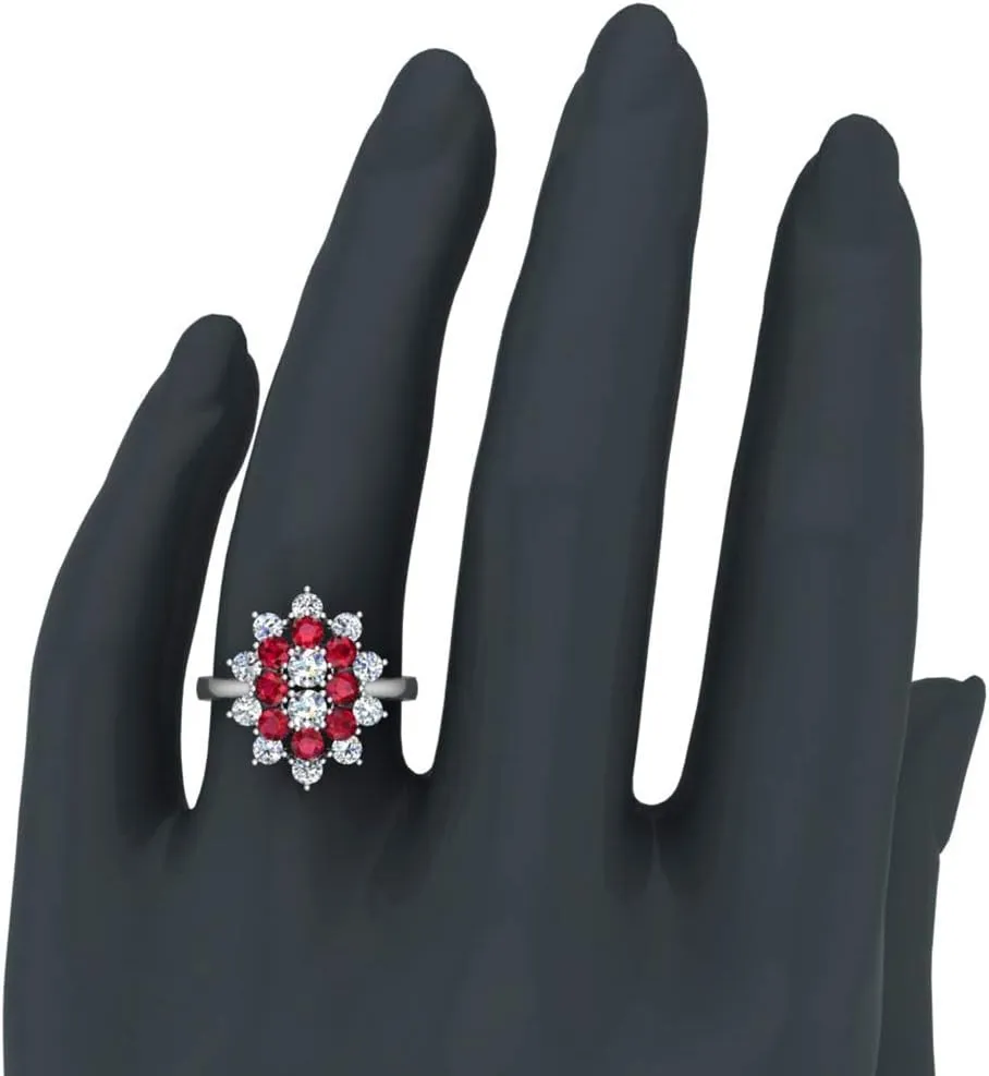 Glitz Design July Birthstone Ruby 18K Gold Diamond Ring 2.65 ct tw