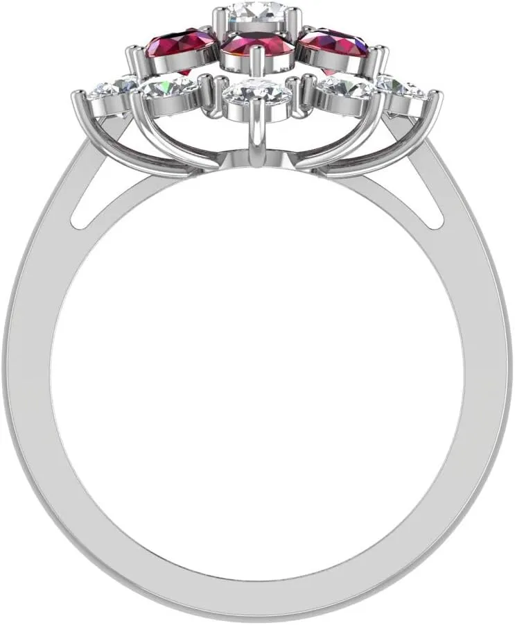 Glitz Design July Birthstone Ruby 18K Gold Diamond Ring 2.65 ct tw