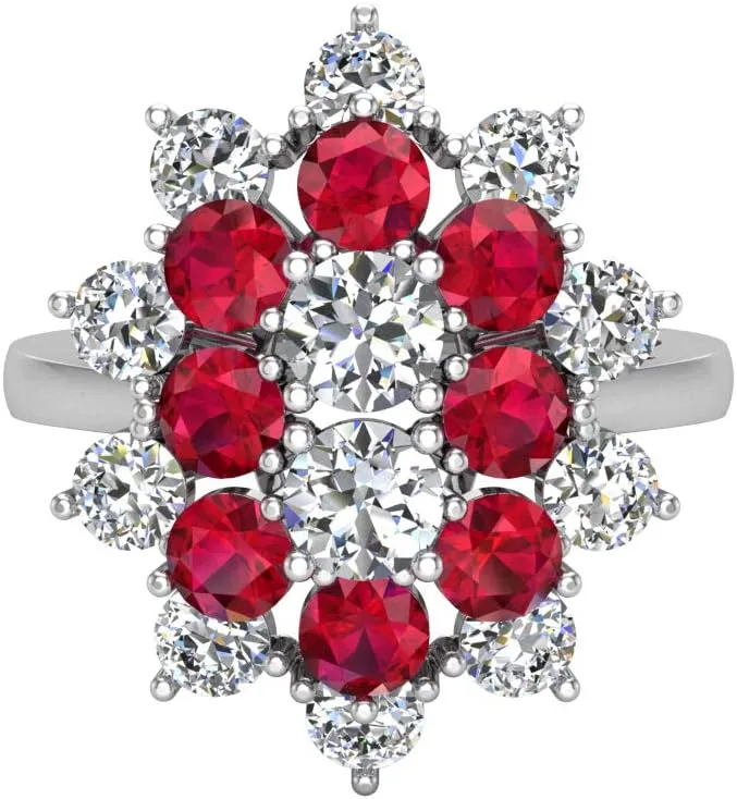 Glitz Design July Birthstone Ruby 18K Gold Diamond Ring 2.65 ct tw