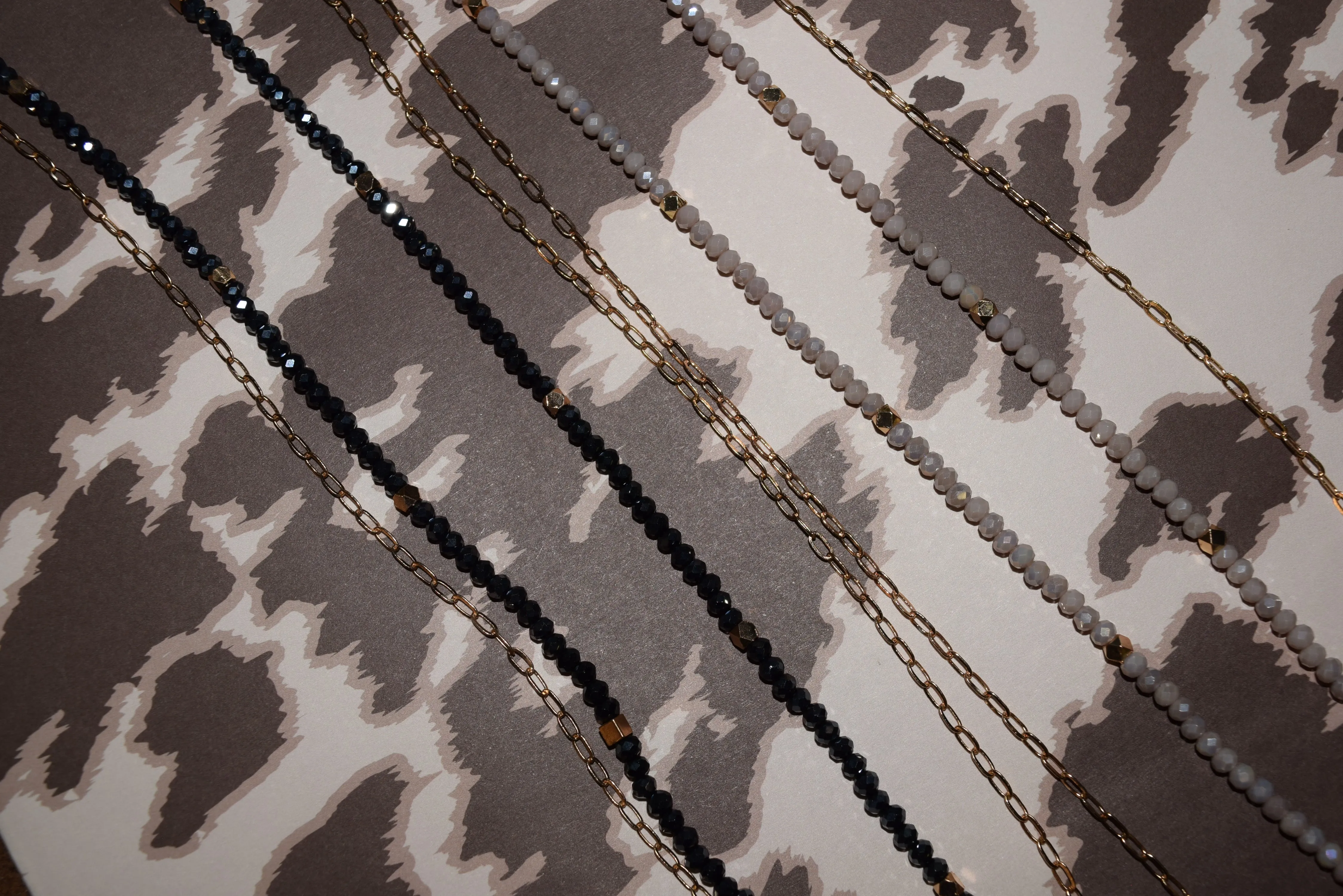 Glitz, Glam, Simple Strands Double Beaded Necklaces (two colors)