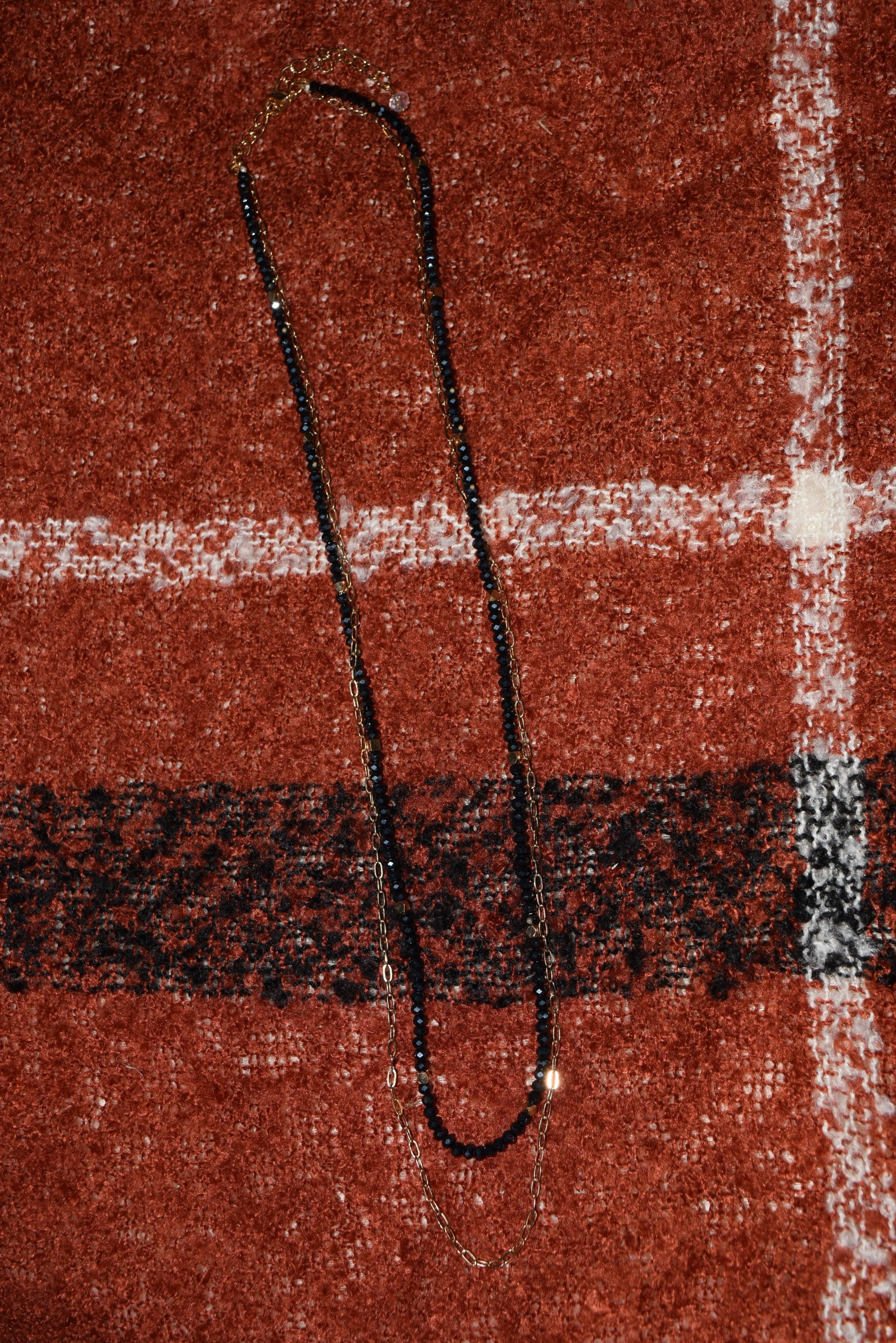 Glitz, Glam, Simple Strands Double Beaded Necklaces (two colors)