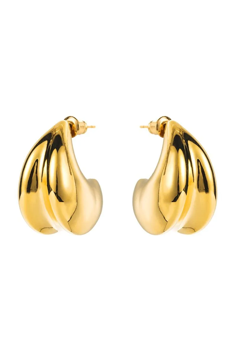 Gold 18K Plated Copper Hollow Chunky Hoop Earrings