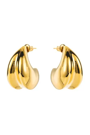 Gold 18K Plated Copper Hollow Chunky Hoop Earrings