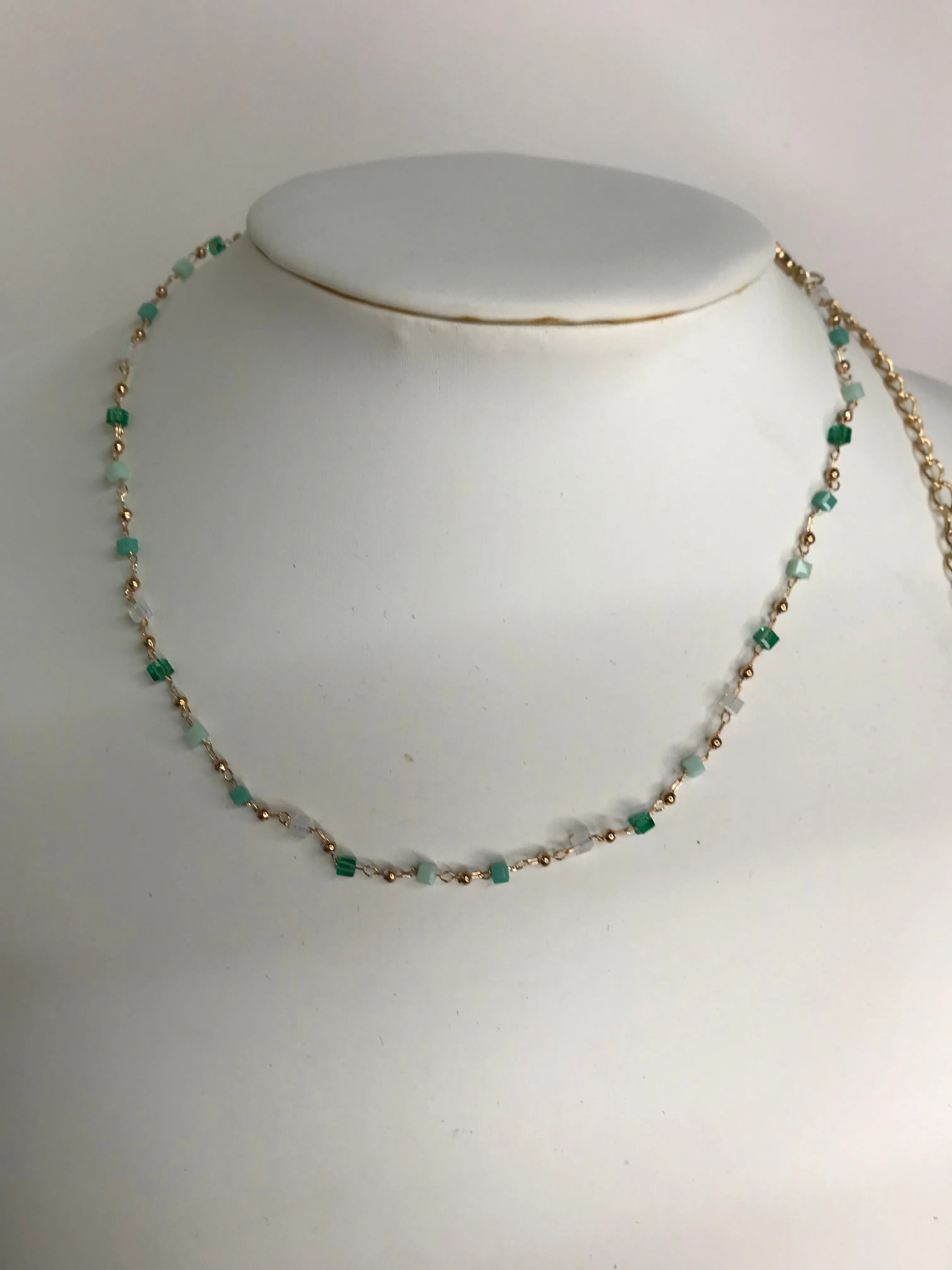 Gold 7" Necklace w/stones