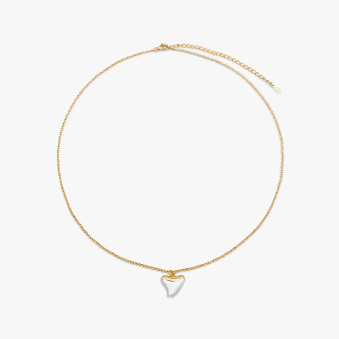 Gold Enamel Shark Tooth Necklace