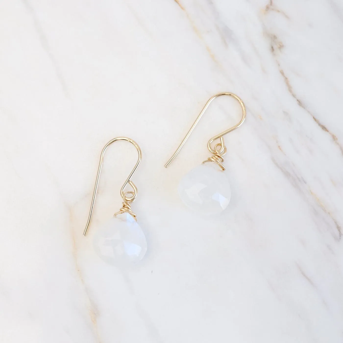 Gold Filled 10mm Rainbow Moonstone Drop Earring