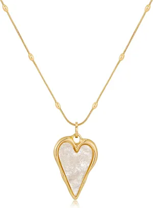 Gold Heart Acrylic Necklace for Women Dainty Jewelry Trendy Heart Necklaces for Birthday