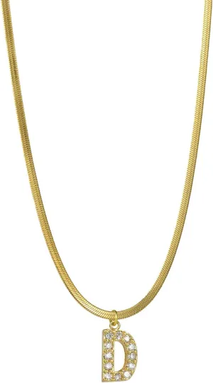 Gold Initial Necklaces for Women Trendy,Dainty 18k Gold Plated Charm Choker Necklace for Women Herringbone Chain Necklaces Jewelry