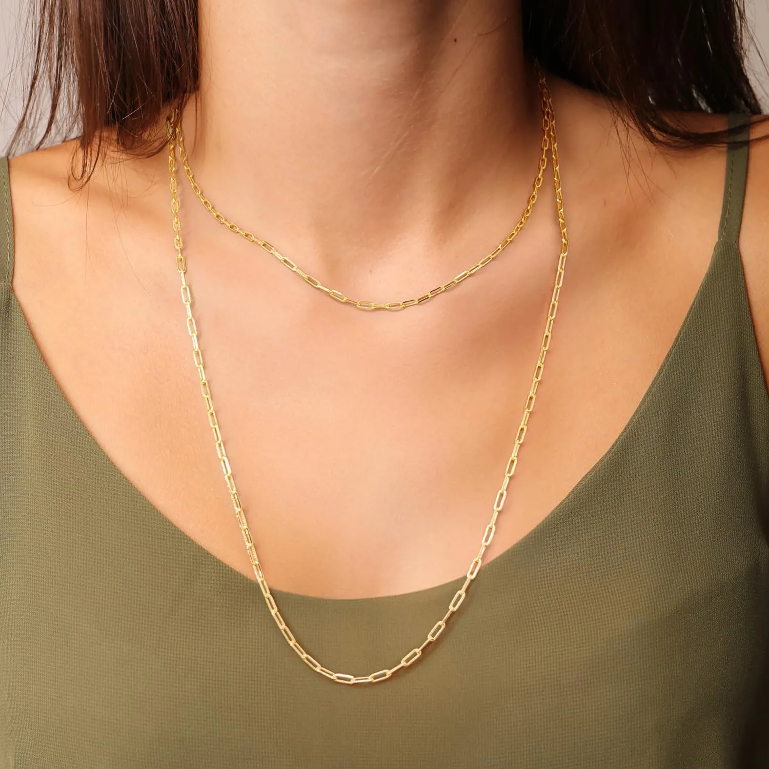 Gold Necklace for Women & Men 14K Gold Chain Necklace for Women Unisex 2.5mm Wide Paperclip Chain Necklaces Non Tarnish Paperclip Necklaces Jewelry 16 - 26