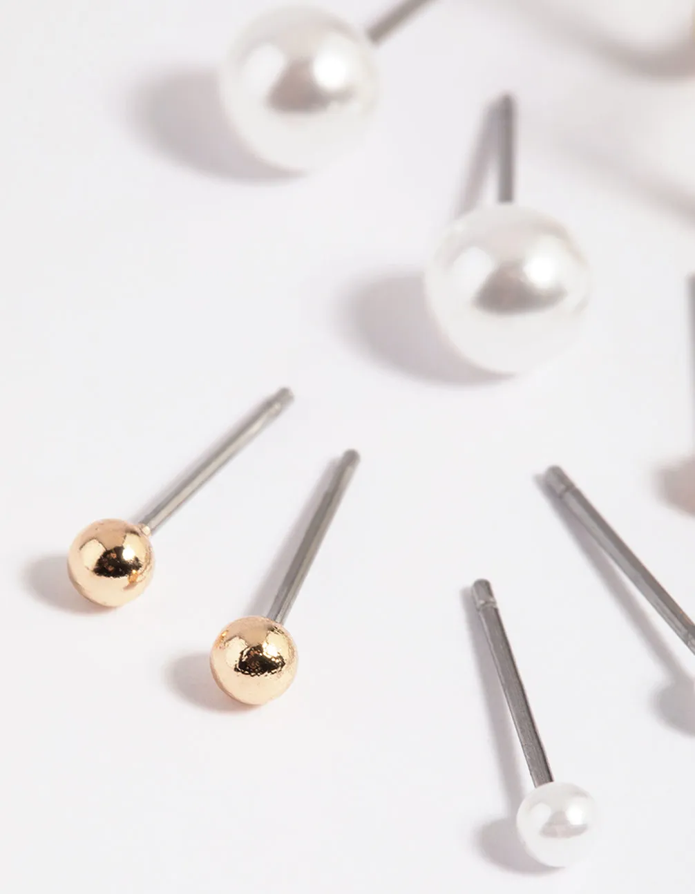 Gold Pearl Stud & Hoop Earring 5-Pack