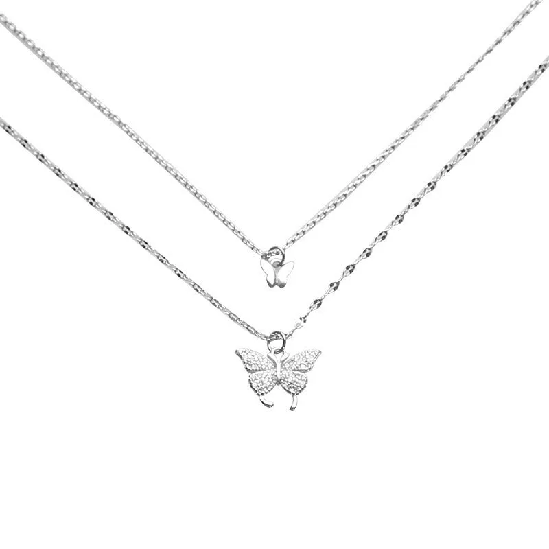 Gold-Plated Double Butterfly Pendant Necklace