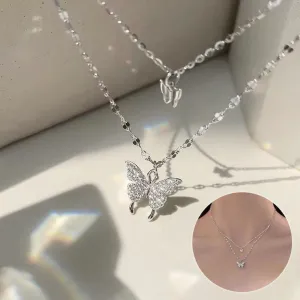 Gold-Plated Double Butterfly Pendant Necklace