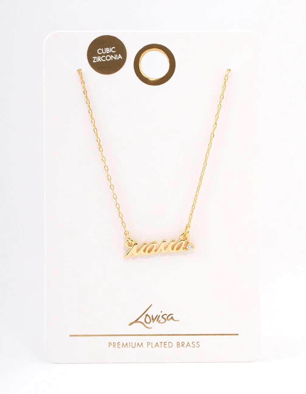 Gold Plated 'Mama' Cubic Zirconia Necklace
