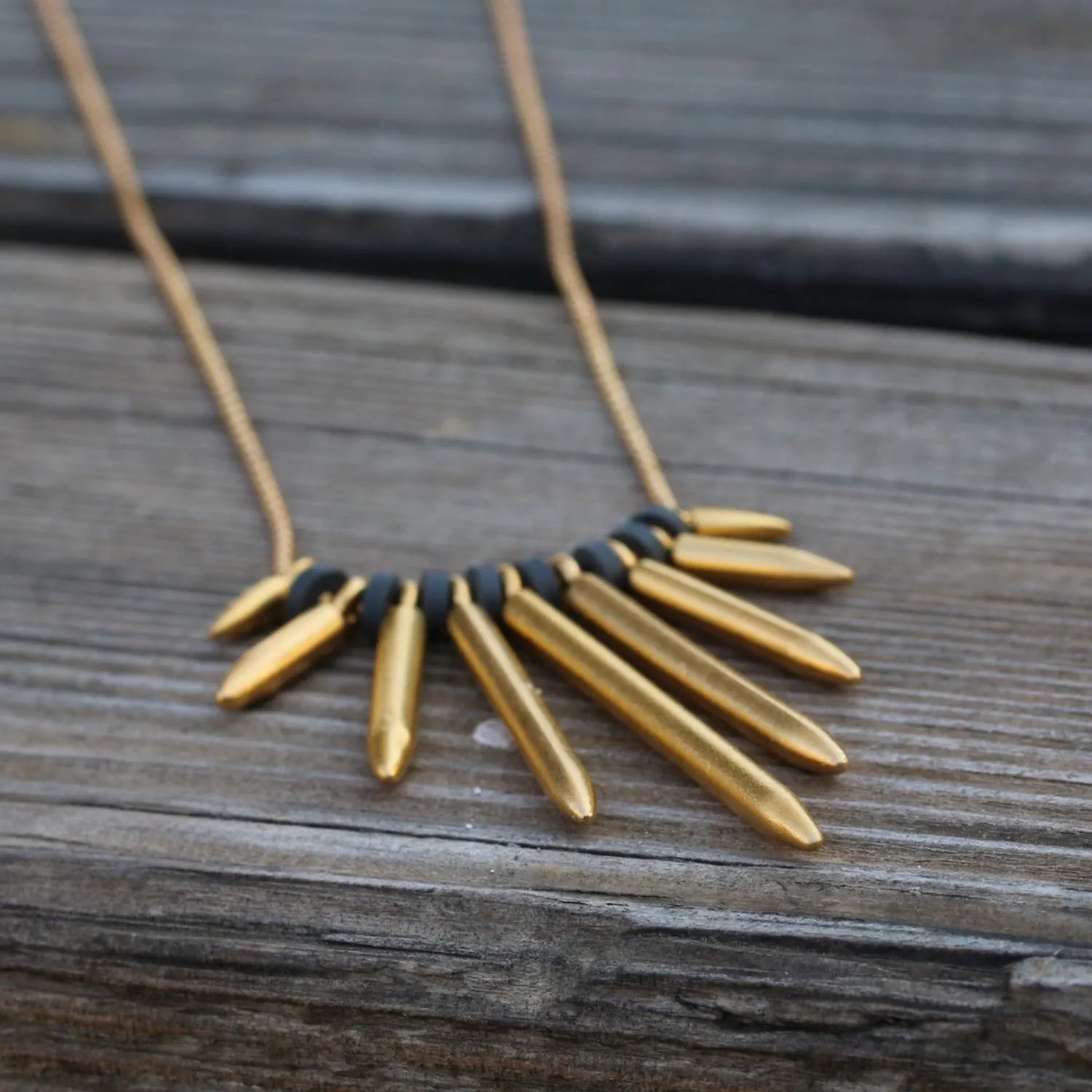 Gold Plated Spike Necklace