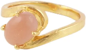 Gold Plated Sun Stone Designer Band Rings Single Stone Gemstone Handmade Rings (Available 5,6,7,8,9)