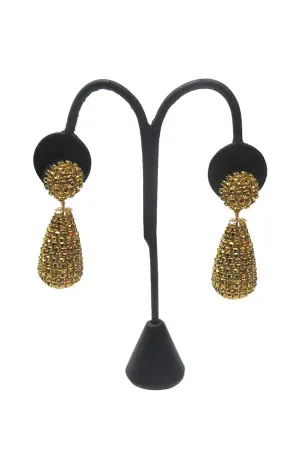 Gold Puffy Pave Circle Earring