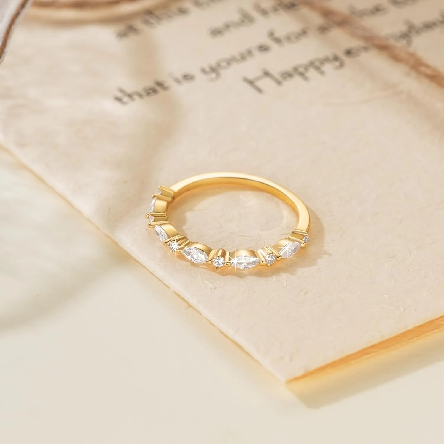 Gold Rings 14K Dainty Gold Rings For Women Cubic Zirconia Lovely Seraphic Jewelry As Resplendent As Crystal 5-9