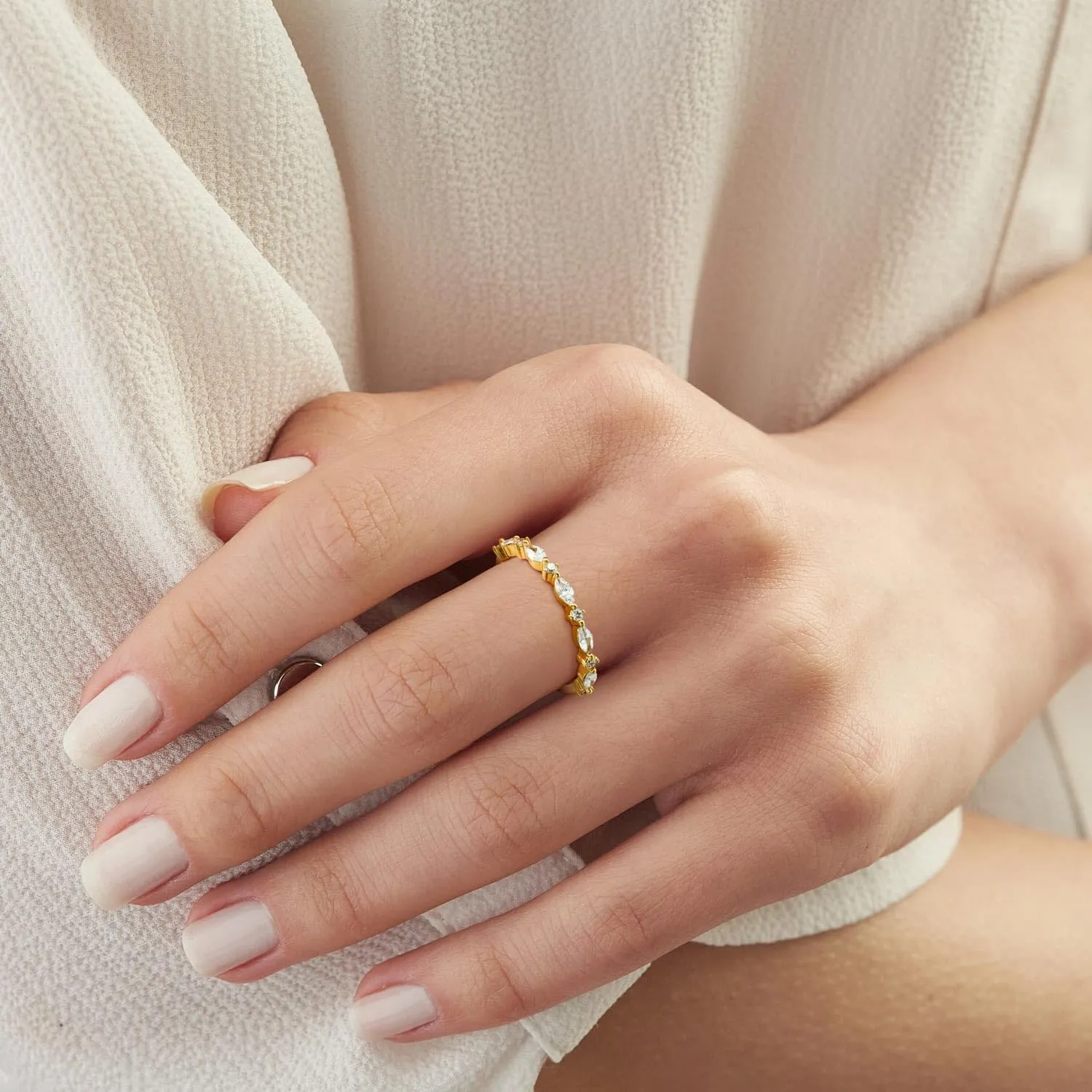 Gold Rings 14K Dainty Gold Rings For Women Cubic Zirconia Lovely Seraphic Jewelry As Resplendent As Crystal 5-9