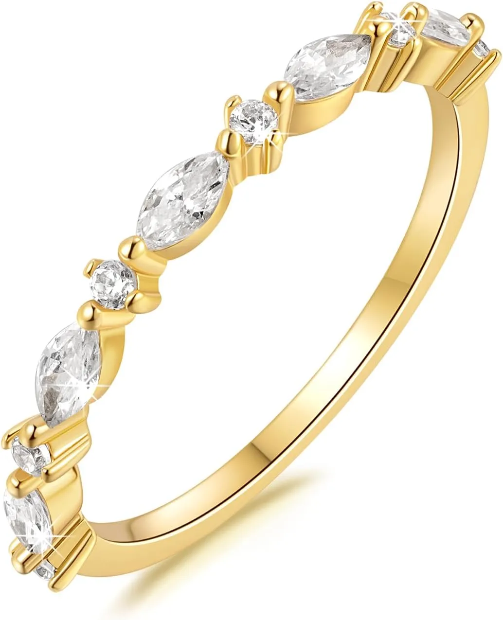 Gold Rings 14K Dainty Gold Rings For Women Cubic Zirconia Lovely Seraphic Jewelry As Resplendent As Crystal 5-9