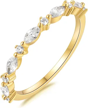 Gold Rings 14K Dainty Gold Rings For Women Cubic Zirconia Lovely Seraphic Jewelry As Resplendent As Crystal 5-9